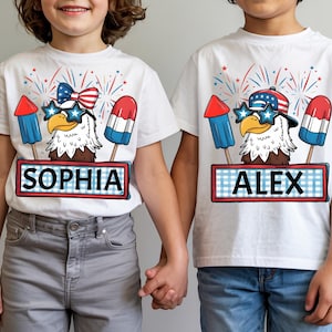 Gepersonaliseerde jongensmeisje 4 juli png, Kids Eagle 4 juli-bundel, Amerikaans peuterontwerp png, patriottische jongen png, Independence Day png
