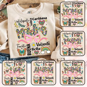 Bundle Madre Png, Spanish Mama Png, Bonne fête des mères, Floral Madre Png, Doodle Png lumineux, Cadeau pour maman, Latina Mom Png, Mama Sweatshirt