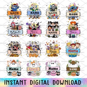 Bundle 15+ Cute Halloween Custom Kid Shirt Png, Halloween Cartoon Shirt Design, Halloween Png, Personalized Kid Halloween,Boy Girl Halloween