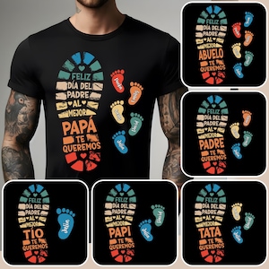 Retro Spaanse vader png, gepersonaliseerde padre voetafdrukken namen png, vader zoon voet png, cadeaus voor papa, El Papa Vaderdag png, Mexicaanse vader png