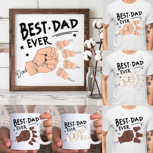 Pacchetto 1-5 Pugni colpetti per la Festa del Papà in formato PNG, Set di Pugni colpetti personalizzati per papà in formato PNG, Il miglior papà di sempre, Bambini piccoli in formato PNG, Regali per il papà, Mano di papà e figli