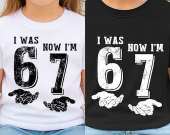 I Was 6 Now I'm 7 Svg Png Bundle, Funny 7th Birthday Svg, Six Seven Meme, Seventh Birthday Svg, Boy Girl Birthday Svg, Retro Distressed