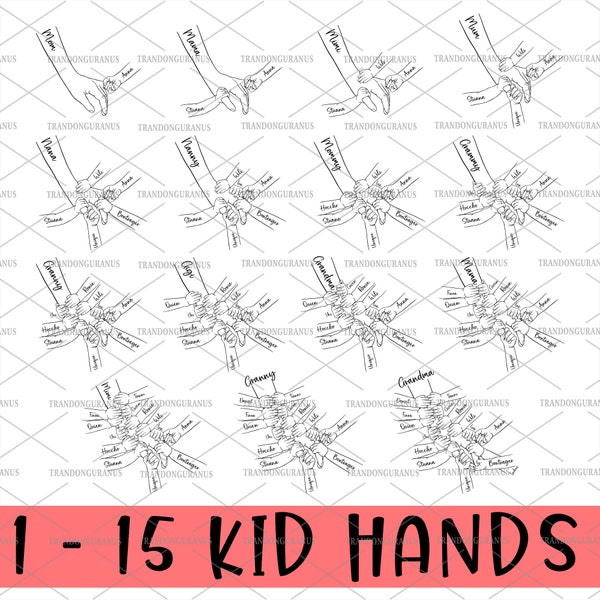 Bundle 1-15 Kid Hands And Mother Svg, Custom Mom And Kid Hands Svg, Mother's Day Fist Bump Set Svg, Mama Hand Svg, Grandma And Children Hand
