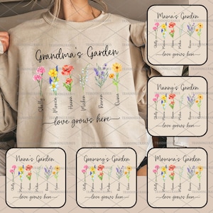 Paquete personalizado del jardín de la abuela png, flor de la abuela png, flor del mes de nacimiento diy png, acuarela floral, png del día de la madre, regalo para mamá