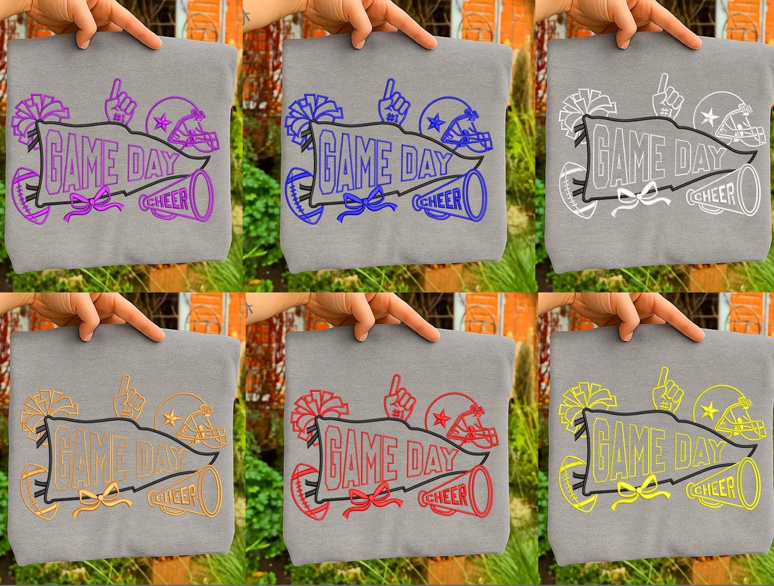 Pennant Cheer Embroidery Design Bundle, Football Game Day Embroidery ...
