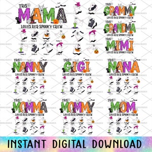Bundle Custom This Mama Loves Her Spooky Crew Png, Halloween Ghost Png, Happy Halloween Png, Cute Boo Png, Trick Or Treat, Spooky Season Png