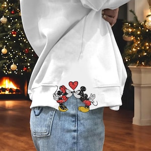 Cartoon Valentine Side Sweatshirt Applique Design, Lover Embroidery Design, Happy Valentines Day, Applique Embroidery Couples Valentine