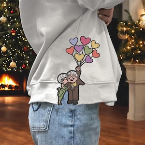 Diseño de bordado a máquina para el día de San Valentín, sudadera para esposa y esposo, regalo para pareja bordada, bordado de lazo lateral para él y para ella