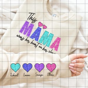 Diese Mama Trägt ihr Herz auf ihrem Ärmel Stickerei Design, Mama Applikation Stickmuster, Mama Shirt Muttertag, Maschinenstickerei