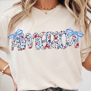 Floral America Png, Coquette America Bow Png, Retro 4th Of July Png, Girly America Shirt Png, Independence Day Png, Patriotic Shirt Design