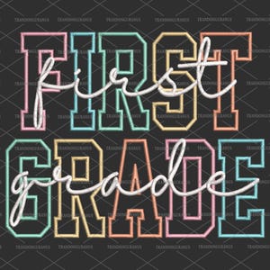 First Grade Embroidery Design, First Day Of School Applique Embroidery Design, School Applique, Back To School Machine Embroidery Design