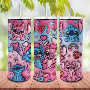 Gobelet skinny 3D gonflé rose valentine 20 oz, emballage de gobelet dessin animé 20 oz, gobelet gonflé rose valentine 3D, gobelet joyeuse Saint-Valentin png