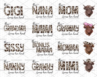 Bundle This Mama Loves Her Herd Png, Western Mama Valentine, Cowhide Mama Loves Her Herd, Valentine's Day Png, Highland Cows Png,Mama Design