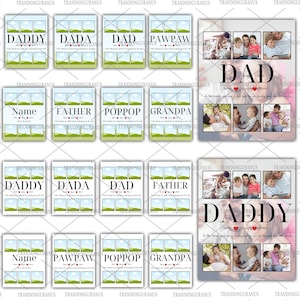 Collage di foto modificabili per papà, cornice personalizzata per papà, cornice per foto papà, stampa fotografica per papà, miglior collage fotografico per papà, modello Canva fai da te modificabile