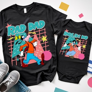 Cartoon Rad Dad Bundle Png, Rad wie Dad Png, Papa Cartoon Film Png, Papa und Kind passendes Shirt Png, Vatertag Png, Geschenke für Papa Png