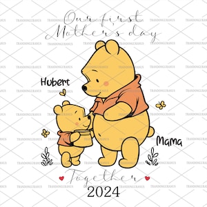 Personalizado nuestro primer día de la madre juntos 2024 SVG, primera madre svg, mamá vida svg, maternidad svg, feliz día de la madre svg, retro mamá oso svg