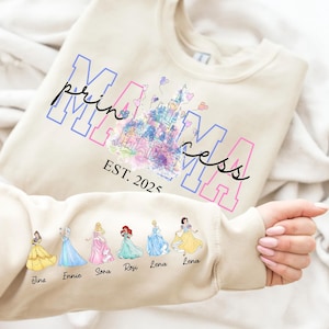 Coquete de Princesa Mamãe Personalizada PNG, Nome Infantil Personalizado na Manga, Castelo do Reino da Família em PNG, Camiseta com Design de Família, Download Digital