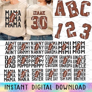 Paquete personalizado de mamá de fútbol Png, rayo de mamá Png, día del juego de fútbol, feliz día de la madre Png, número y alfabeto de fútbol Png