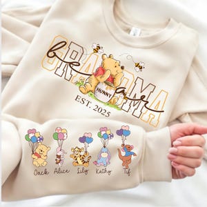 Camiseta personalizada da Mamãe Ursa PNG, Vovó Ursa com nome da criança na manga PNG, Mãe personalizada PNG, Presente personalizado para o Dia das Mães, Dia das Mães PNG