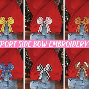 Bundle Sport Side Bow Side Bow Machine Embroidery Designs Wide Ribbon Sports Girly Bow From 4 To 9 Inches Sweatshirt Seam Side Bow