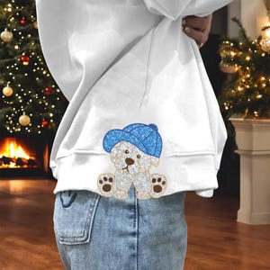 Fichiers de broderie chiot bébé fille de 4 à 9 pouces sweat-shirt couture noeud latéral, mignon chien latéral noeud appliques noeud latéral motifs de broderie Machine