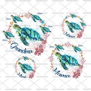 Bundle benutzerdefinierte Oma Schildkröte Png, Enkel Schildkröte und Name, Mama Leben Png, Mama Schildkröte Png, Muttertag Png, Liebe Ozean Png, Geschenk für Mama