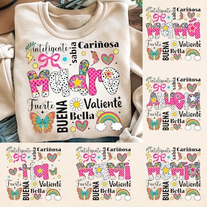 Bundle Madre Png, Spanish Mama Png, Bonne fête des mères, Floral Madre Png, Doodle Png lumineux, Cadeau pour maman, Latina Mom Png, Mama Sweatshirt