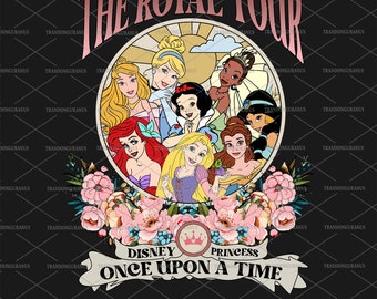 Princess Tour Png, Family Trip 2024 Png, Retro Princess Floral Characters Png, Magical Kingdom, Girl Trip Png, Family Vacation Png
