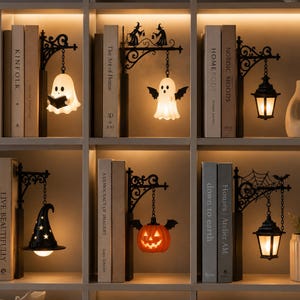 Personalized Halloween Bookshelf Light, Gothic Library Lantern, Custom Book Tavern Lamp, Book Nook Light, Halloween Decor, Book Lover Gift