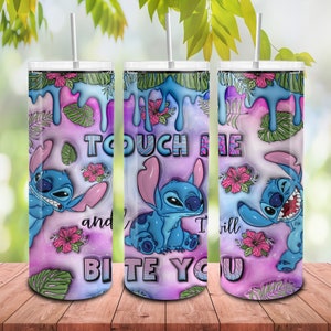 3D-Hauch-Blumen-Kaffeebecher-Design, aufgeblasenes 3D-Berührung mich und ich beiße Sie 20 Unzen dünner Becher, Karikatur 20 Unzen Tumbler Wrap Sublimation