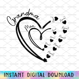 Benutzerdefinierte Oma Herz svg, Mama Herz mit Kinder name svg, glücklicher Muttertag svg, kundenspezifische Herz svg, Mama Liebe svg, Geschenk für Oma