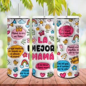 Best Mom Ever 20oz Skinny Tumbler Png, 3D Puff Best Mom Ever Kaffeebecher, 3D aufgeblasener Wrap Muttertag 20oz Tumbler Design, Geschenk für Mama