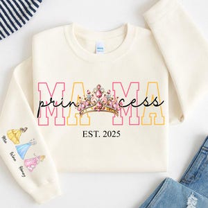 Benutzerdefinierter Name Mama Prinzessin png, Mama Est Kindername auf der Hülse Png, personalisierter Muttername Baby Png, Muttertag Png, benutzerdefiniertes Muttertagsgeschenk