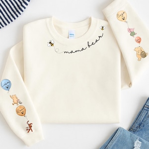 Custom Mama Bear png, Mama Est And Kids Name on Sleeve Png, Custom Name Kids Png, Mother&#39;s Day Png, Mama Baby Bear Sublimation