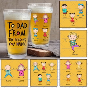 An Papa aus den Gründen, aus denen Sie Glas trinken, Vatertag Png, lustiges Geschenk für Papa, personalisiertes 16 Unzen Pint Bierglas Design, Geschenk für Opa