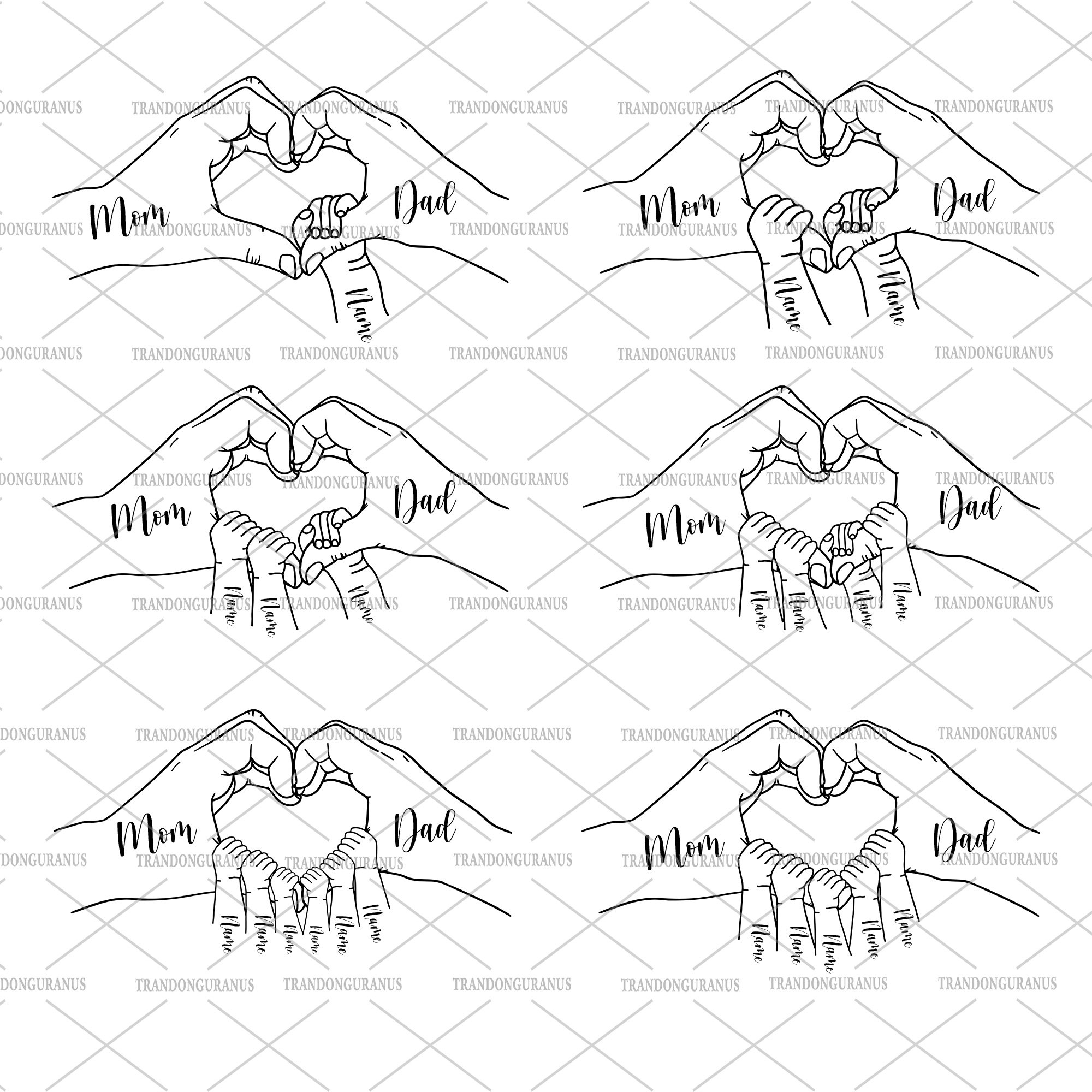 Bundle Family Hands Heart Svg, Parent and Child Holding Hands Svg, Mama ...