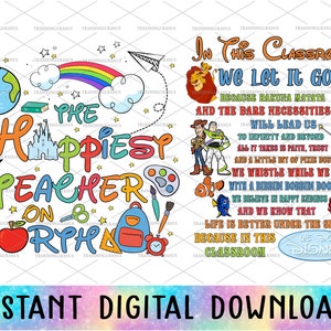 Bundle Happiest Teacher On Earth Png, Back to School Png, First Day of School, Teacher Life Png, Education Png, 1st Day Of School Png