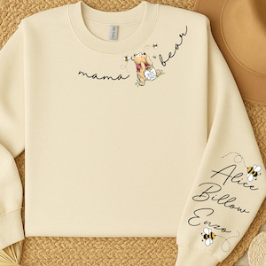 Urso fofo personalizado, png, mamãe com nome de criança na manga png, png de mãe personalizada, png de nome de criança personalizado png, png de mãe e nome de criança png