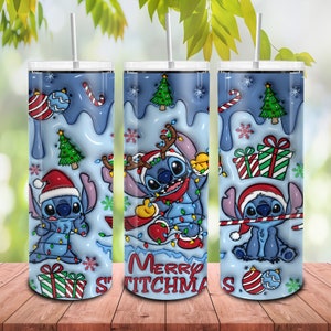 Christmas Cartoon Stitch 40 oz 2 piece Tumbler Wrap 
