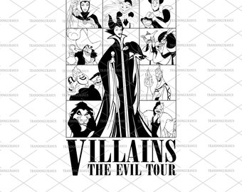 Gira de villanos (Svg), Villanos malvados, Temporada espeluznante, Truco o trato (Svg), Chicas malas, Feliz Halloween (Png), Viaje familiar (Svg), Club de brujas malas (Svg)