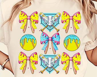 Coquette Softball Bow Drip Png, Softball Mama Ice Cream Drip Png, Softball Mom Sublimation, Baseball Mama Shirt, Game Day Png, Digital File
