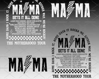 Bundle Funny Mama Tour Svg, Some Days I Rock It Svg, Funny Motherhood Svg, Retro Checkered Mom,Some Days It Rocks Me, Happy Mother's Day Svg