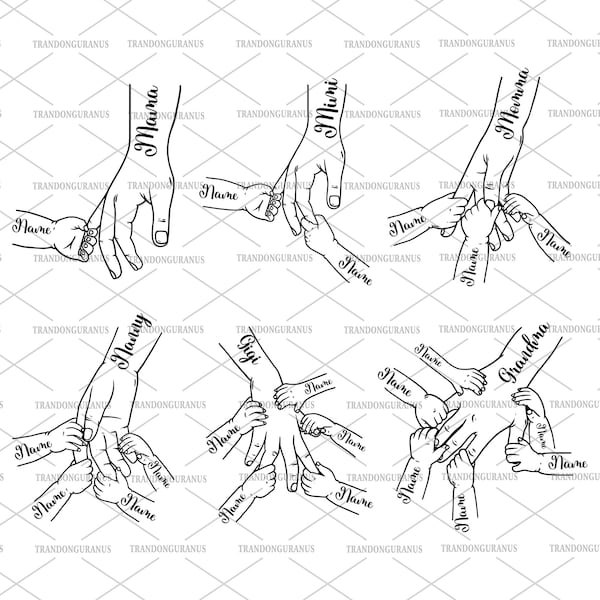 Bundle 1-6 Kinderhände und Mutter-Svg, individuelles Mutter- und Kinderhände-Svg, Muttertags-Fist-Bump-Set-Svg, Mama-Hand-Svg, Oma- und Kinderhand