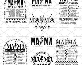 Bundle Funny Mama Tour Svg, Some Days I Rock It Svg, Funny Motherhood Svg, Retro Checkered Mom,Some Days It Rocks Me, Happy Mother's Day Svg