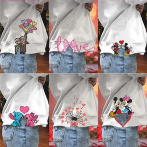 Paquete de diseño de apliques de sudadera con dibujos animados de San Valentín, diseño de bordado para amantes, feliz día de San Valentín, apliques de bordado para parejas de San Valentín