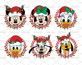 Bundle jultecknad svg, mus och vänner jul, god jul, rutig jul, tomtehatt, magiska kungariket svg, julhelg svg