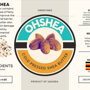 4 oz Cold Pressed Unrefined Shea Butter