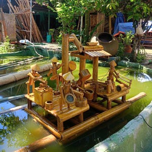 Handcrafted Bamboo Water Wheel – Garden & Pond Decor | Vietnamese Miniature Water Feature