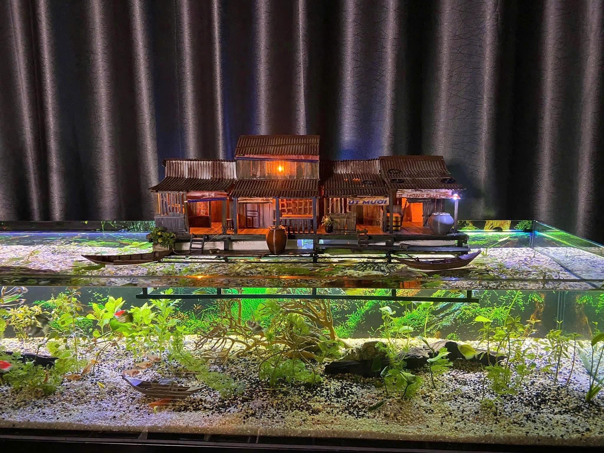 Aquarium Ornament,Floating House, Fish tank decoration,Aquarium decor,Handmade