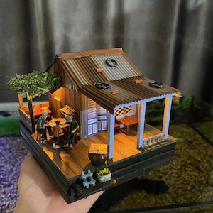 Floating House on water, Fish tank decoration,Aquarium decorations,Handmade